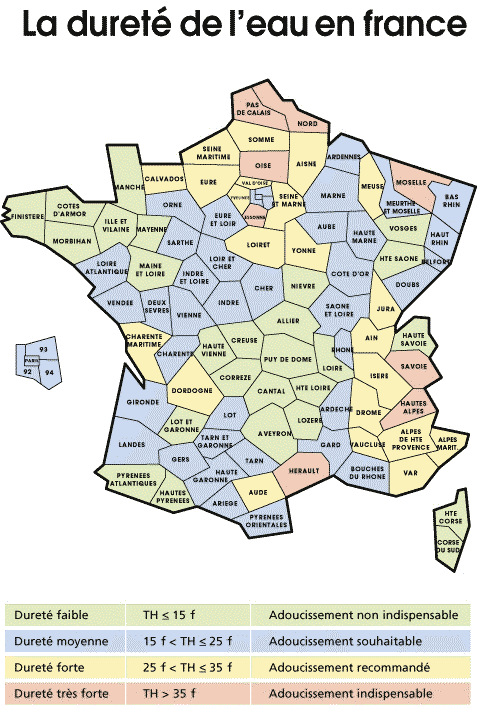 dureté de leau en France